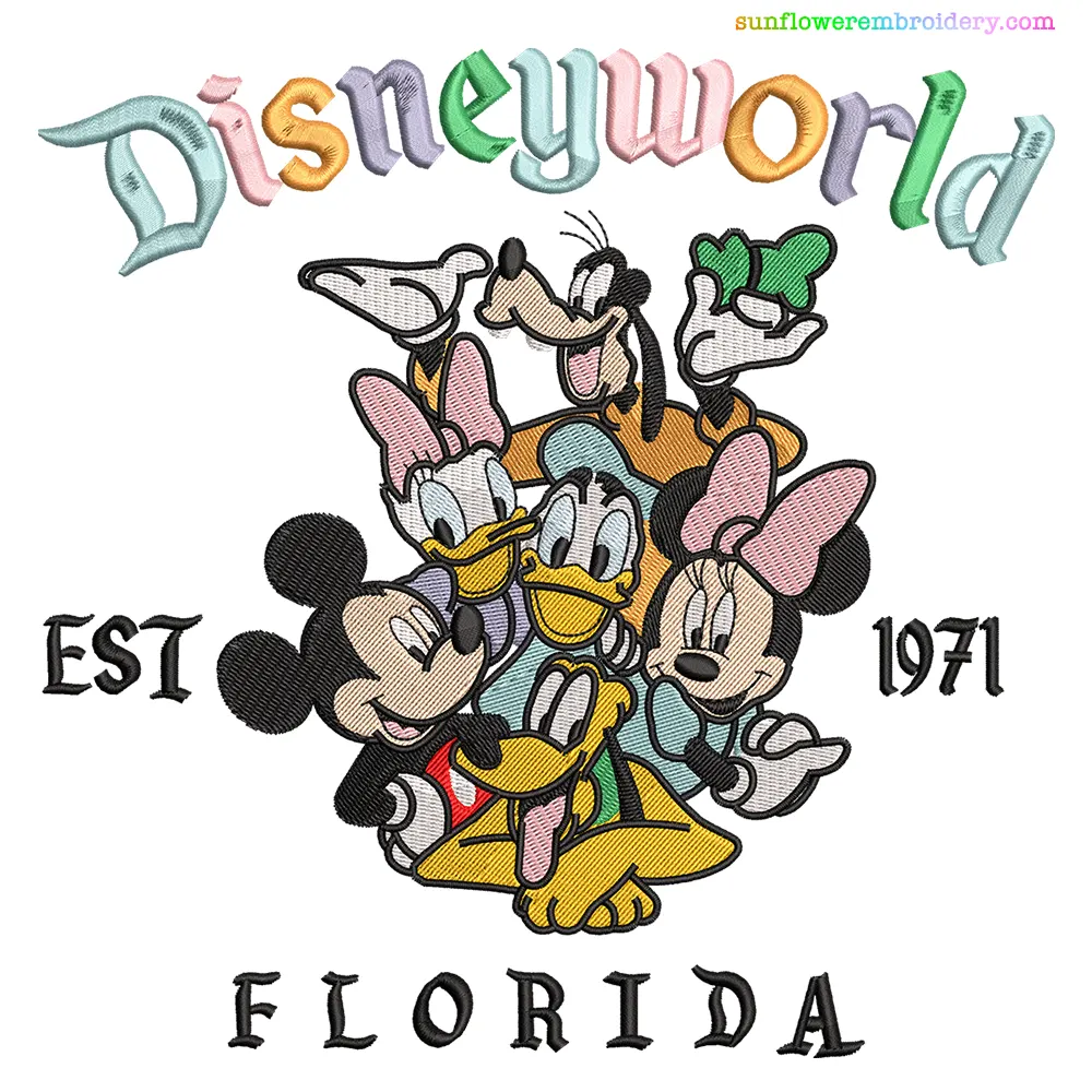 Florida Disneyworld Characters Embroidery Design