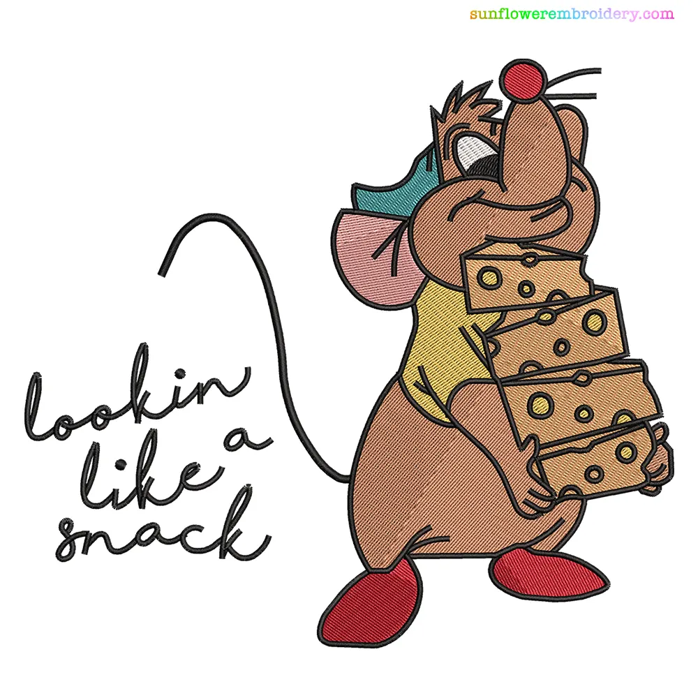 Disney GusGus Cheese Snack Embroidery Design