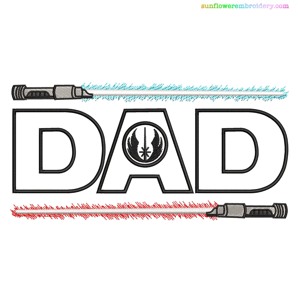 Star Wars Lightsaber Dad Embroidery Design
